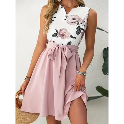 Robe Courte Ceinturée Imprimée Chic