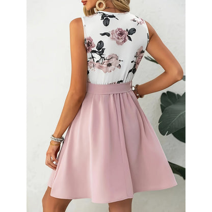 Robe Courte Ceinturée Imprimée Chic